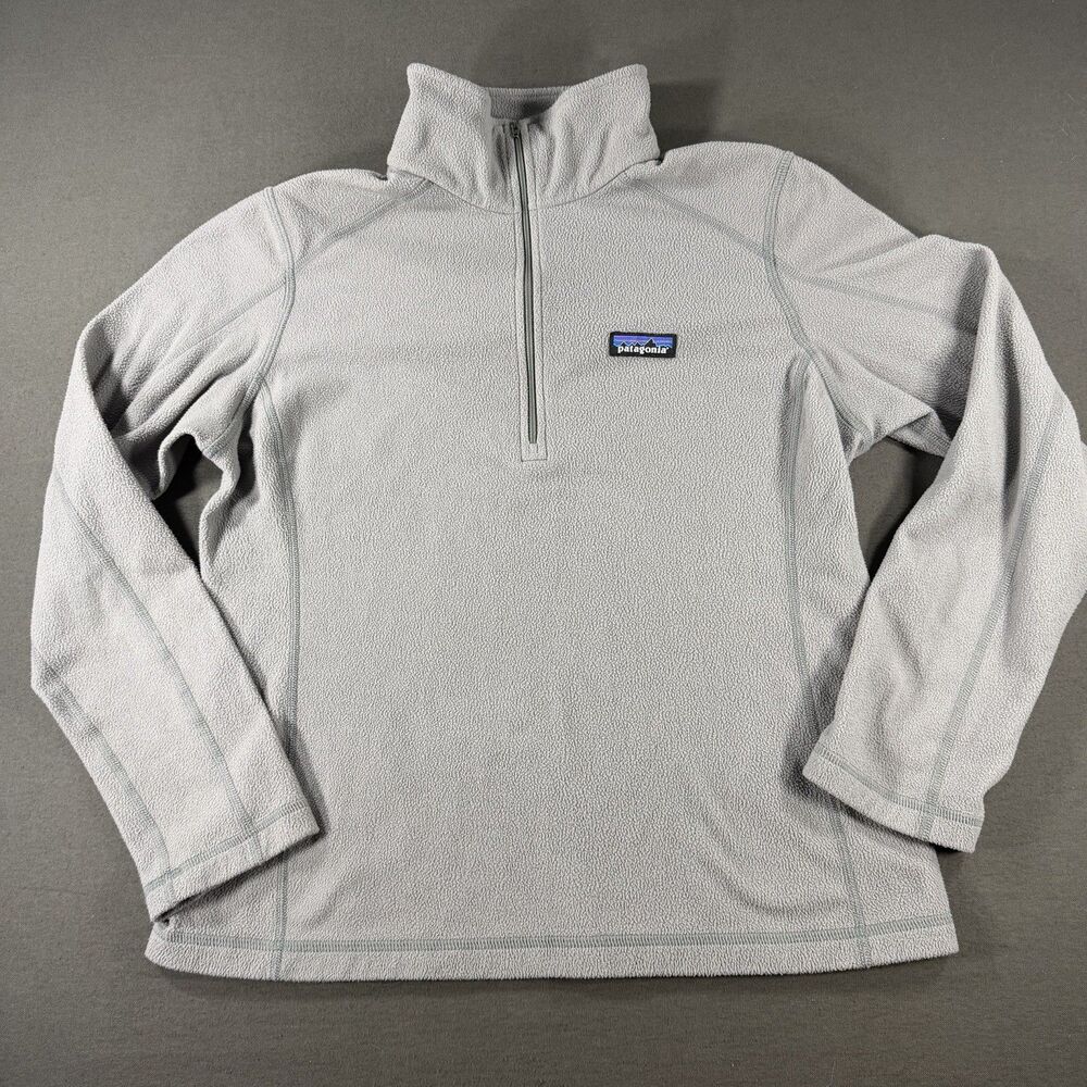 Patagonia Quarter Zip Sweater Womens Medium Gray Micro D 1/4 Fleece Pullover